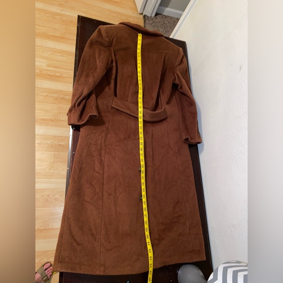 Ashley Scott 100% wool caramel brown long heavy warm double breasted trench coat - Picture 12 of 15